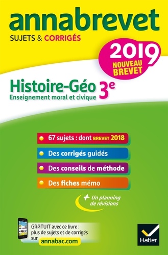 Histoire Géographie Enseignement Moral et Civique 3e - Sujets et corrigés