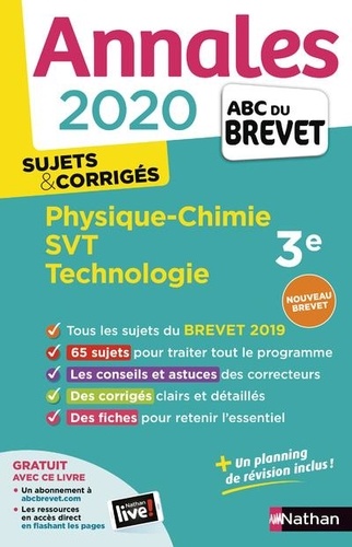 Physique-Chimie, Sciences de la Vie et de la Terre, Technologie 3e - Sujets & Corrigés