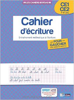 Cahier d'écriture pour gauchers CE1/CE2